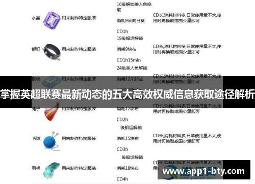 掌握英超联赛最新动态的五大高效权威信息获取途径解析
